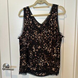 Halogen Raw Edge Tank - Black and Gold